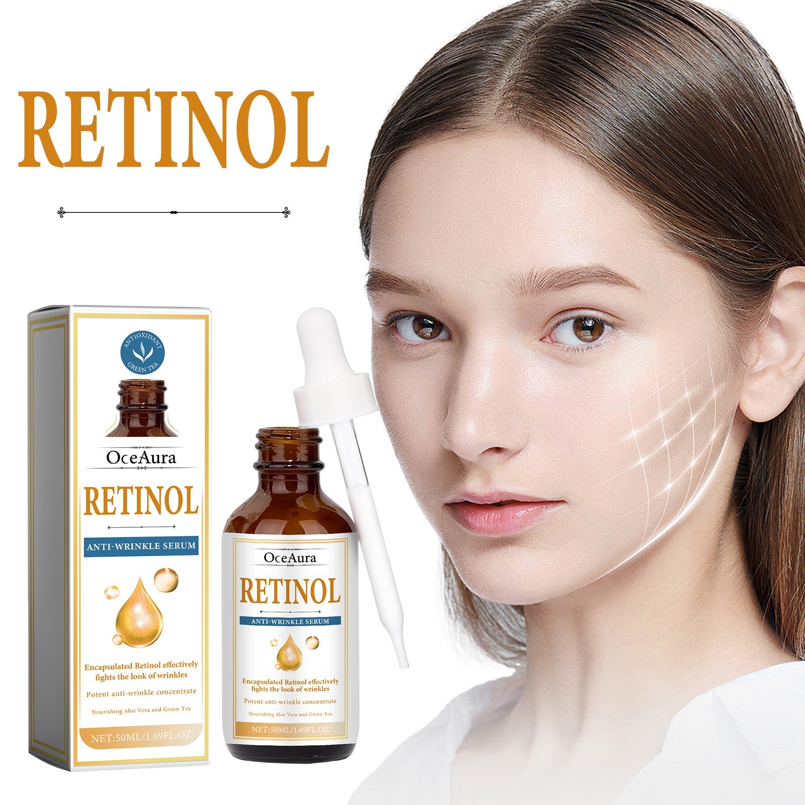 Retinol Anti-Wrinkle Serum, Wrinkles Repair Facial Dull It Moisturizes Shine Bright Skin