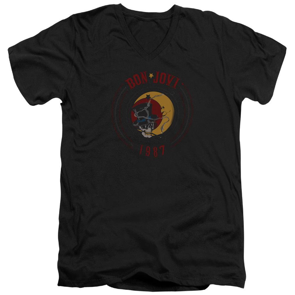 Bon Jovi 1987 Mens Slim Fit V-Neck T Shirt Black