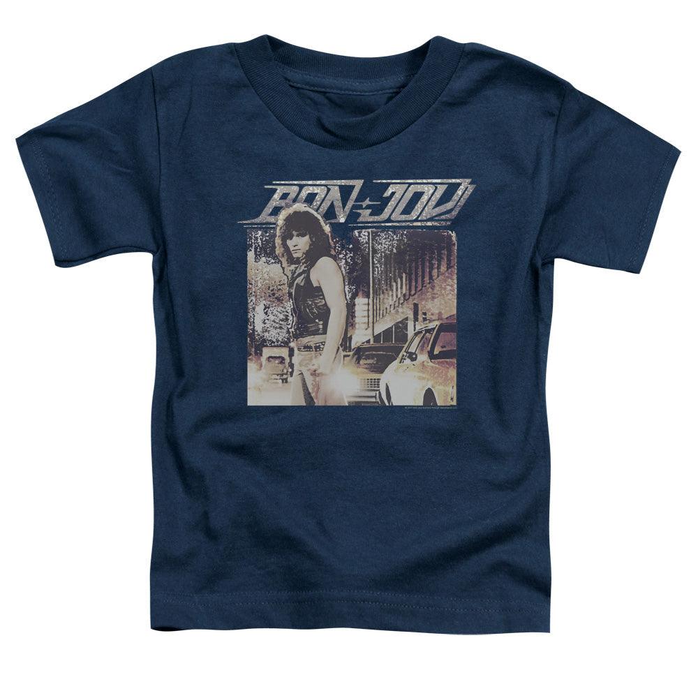 Bon Jovi Runaway Jon Toddler Kids Youth T Shirt Navy Blue