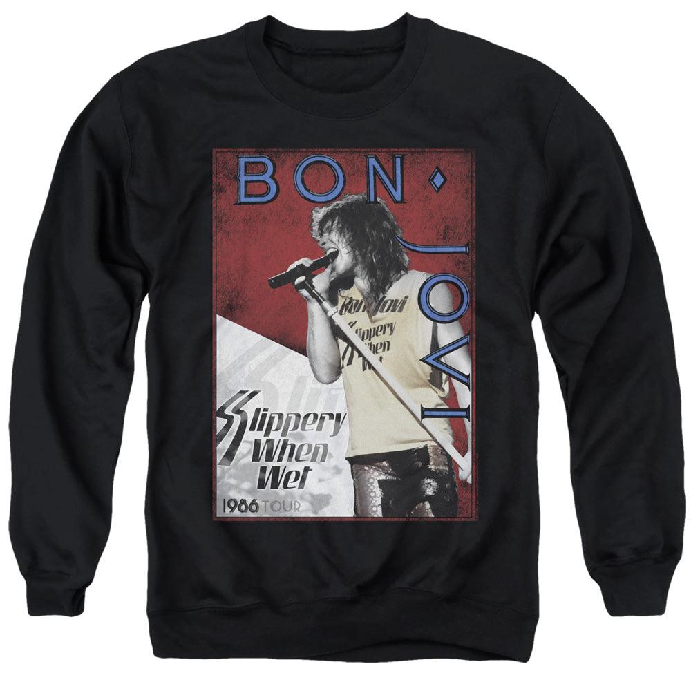 Bon Jovi 86 Tour Mens Crewneck Sweatshirt Black Officially Licensed