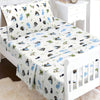3-Piece Crib/Toddler Cotton Sheet Set White Blue Ocean  Whale Ships Sail Monkey Island