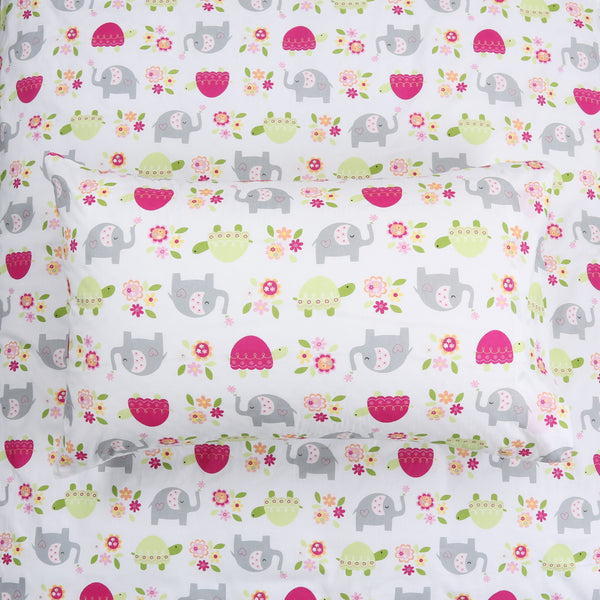 3-Piece Crib/Toddler Cotton Sheet Set White Pink Grey Sweet Floral Friends Baby Elephant Turtle