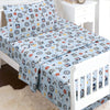 3-Piece Crib/Toddler Cotton Sheet Set Blue MVP Sports #32 #24 Basketball Baseball Football