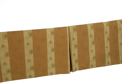 Tailored Bed Skirt Light Brown Tan Striped Circle Pattern Cotton Twill Pleated Dust Ruffle with Split Corners (16