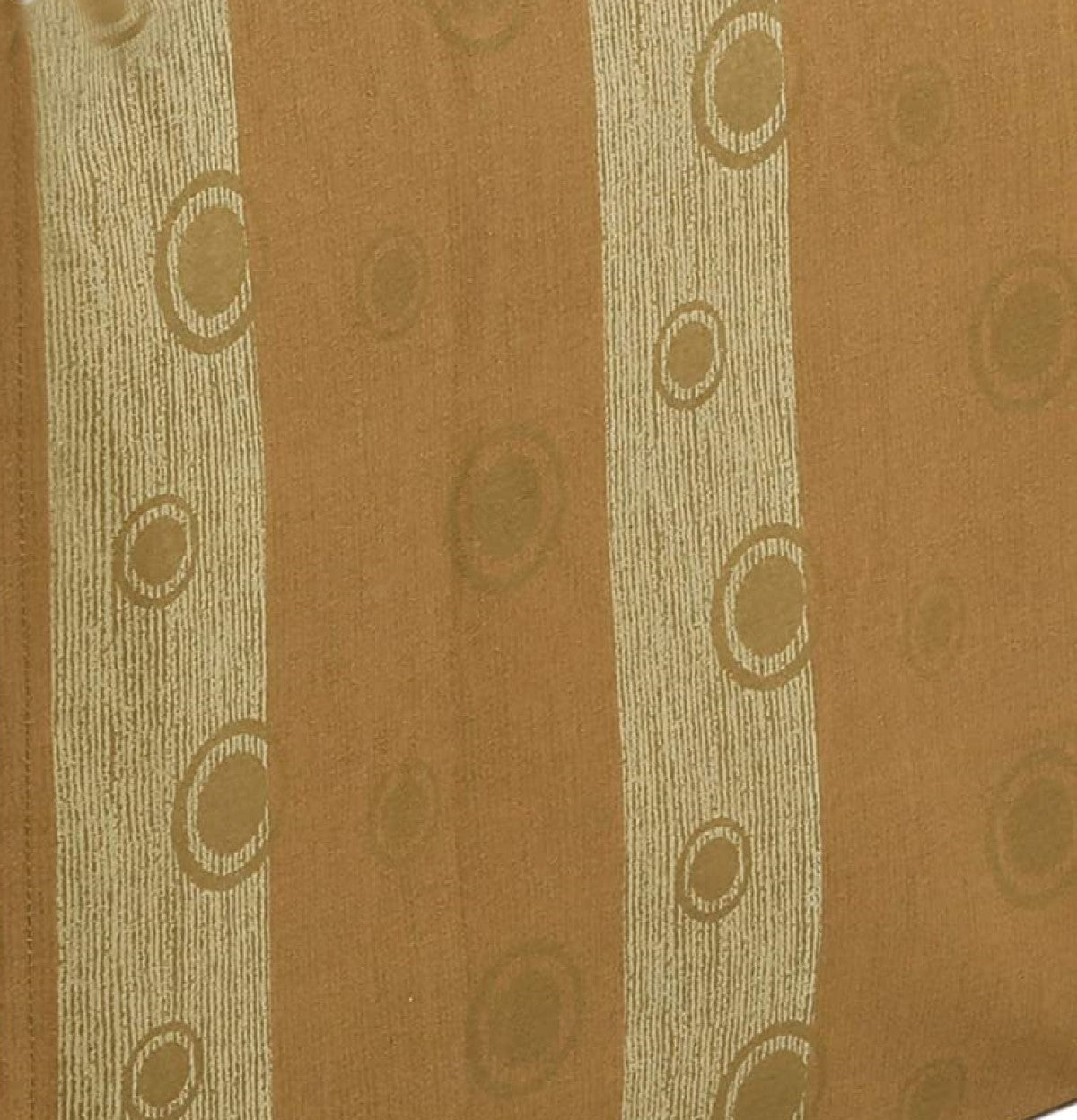 Tailored Bed Skirt Light Brown Tan Striped Circle Pattern Cotton Twill Pleated Dust Ruffle with Split Corners (16
