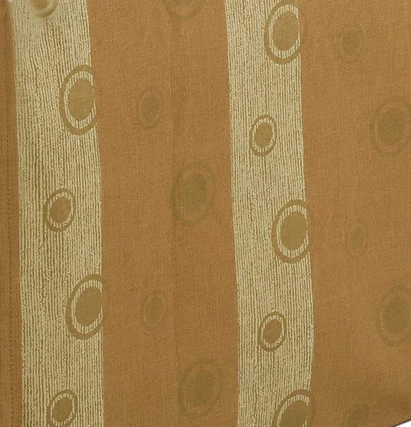 Tailored Bed Skirt Light Brown Tan Striped Circle Pattern Cotton Twill Pleated Dust Ruffle with Split Corners (16