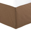 Tailored Bed Skirt Brown Tan Check Dot Pattern Cotton Pleated Dust Ruffle with Split Corners, 16