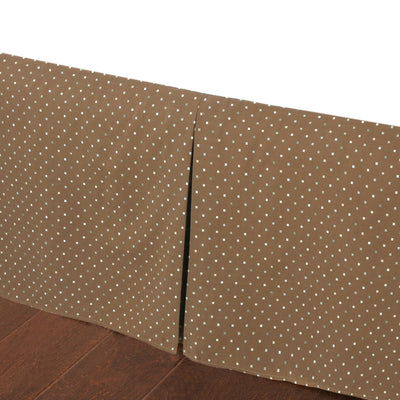 Tailored Bed Skirt Brown Tan Check Dot Pattern Cotton Pleated Dust Ruffle with Split Corners, 16