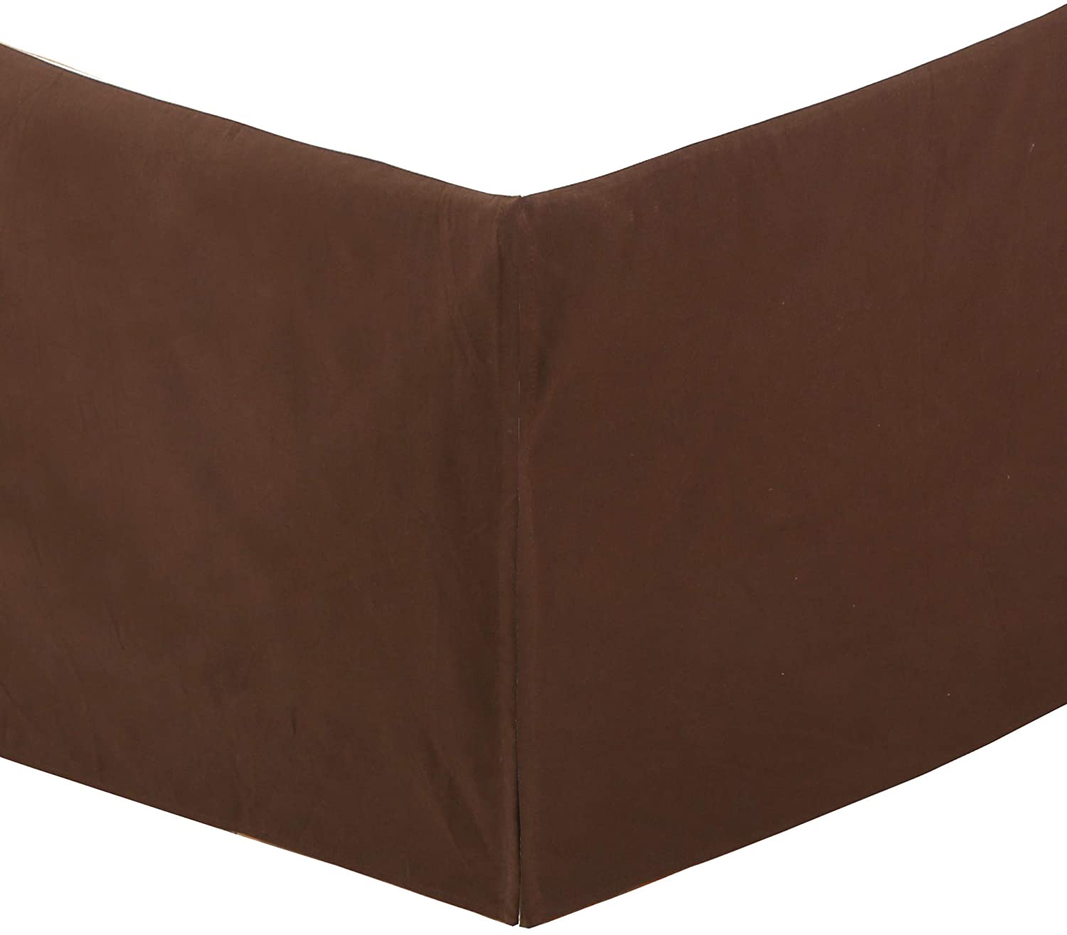 Tailored Bed Skirt Brown Cotton Twill Pleated Straight Dust Ruffle with Split Corners (16