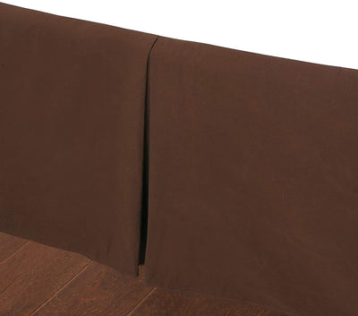 Tailored Bed Skirt Brown Cotton Twill Pleated Straight Dust Ruffle with Split Corners (16