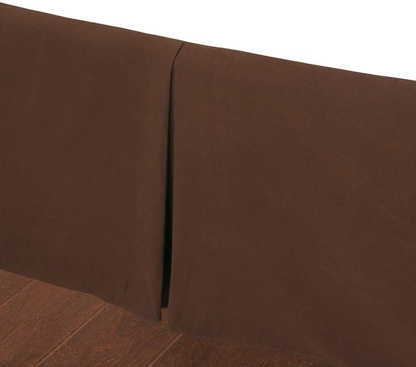 Tailored Bed Skirt Brown Cotton Twill Pleated Straight Dust Ruffle with Split Corners (16