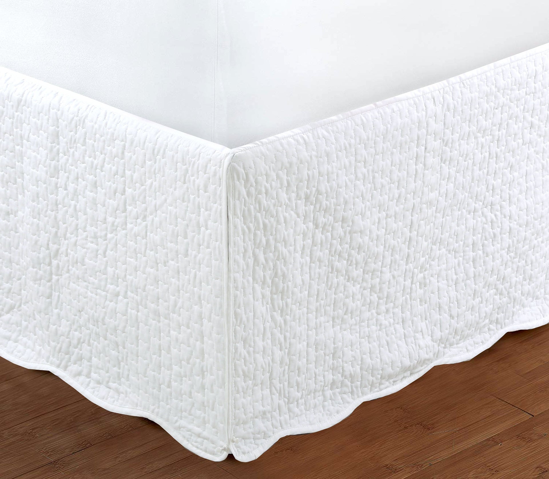Tailored Bed Skirt White Quilted Matelasse Scalloped Cotton Dust Ruffle 16