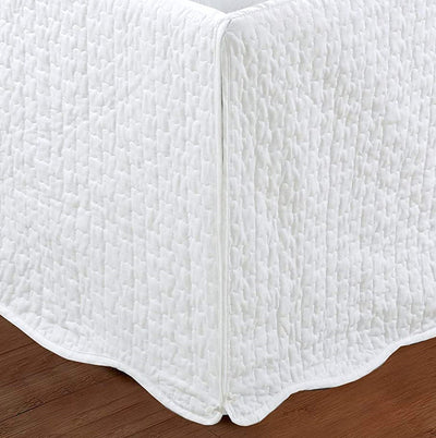 Tailored Bed Skirt White Quilted Matelasse Scalloped Cotton Dust Ruffle 16