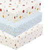 3 Piece Crib/Toddler Cotton Fitted Sheets Colorful Blue Red City Cars Boats Transportation Signs