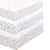 3 Piece Crib/Toddler Cotton Fitted Sheets Colorful Polka Dot Zoo Animal Friends