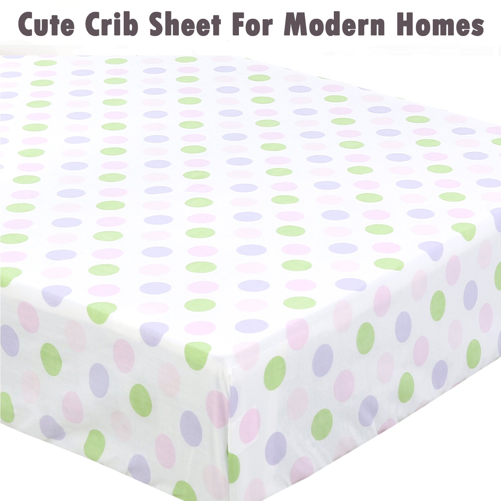 3 Piece Crib/Toddler Cotton Fitted Sheets Colorful Polka Dot Zoo Animal Friends