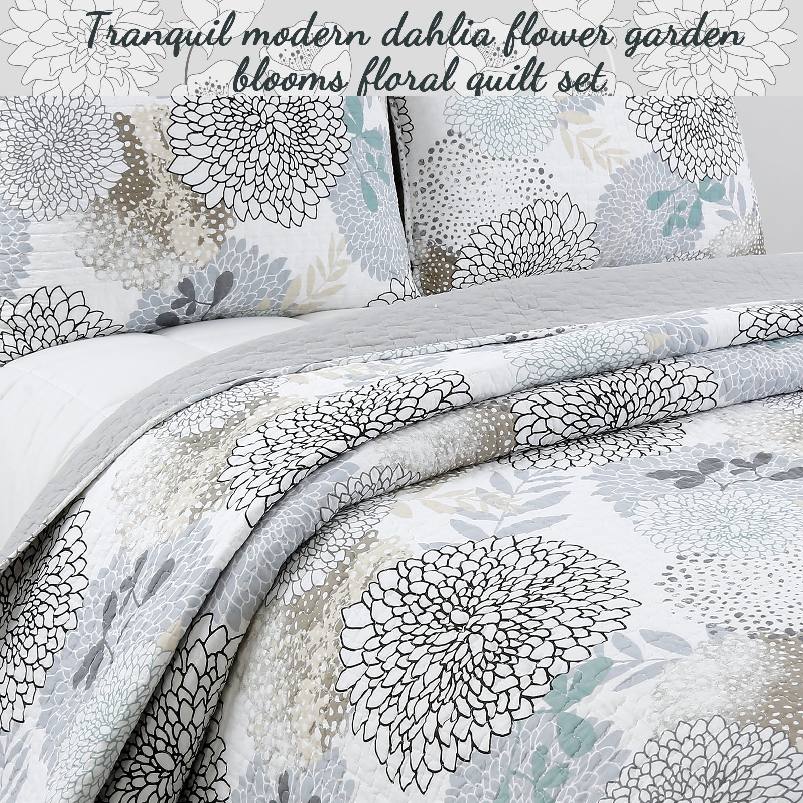 Nina Floral Cotton Reversible Quilt Bedding Set