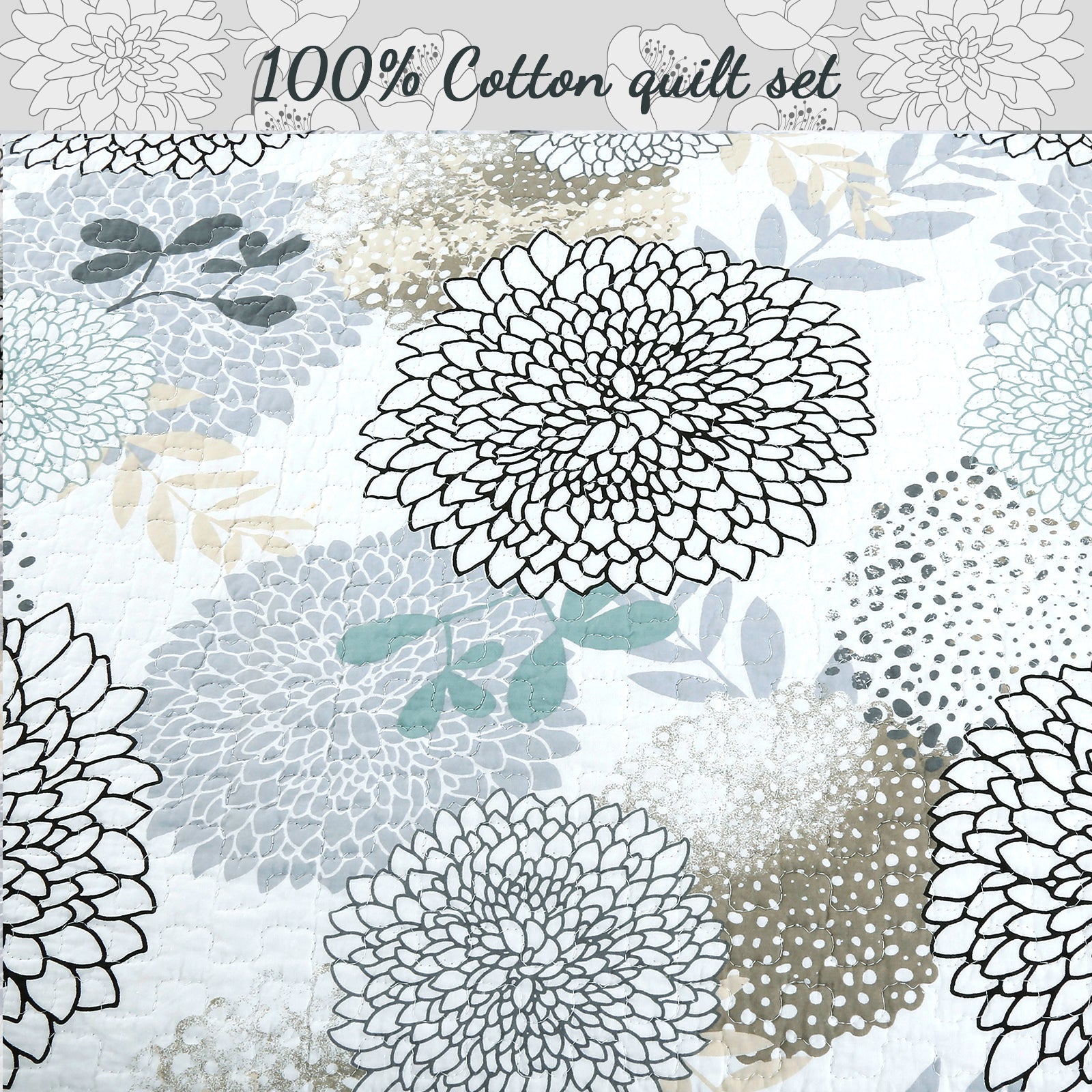 Nina Floral Cotton Reversible Quilt Bedding Set