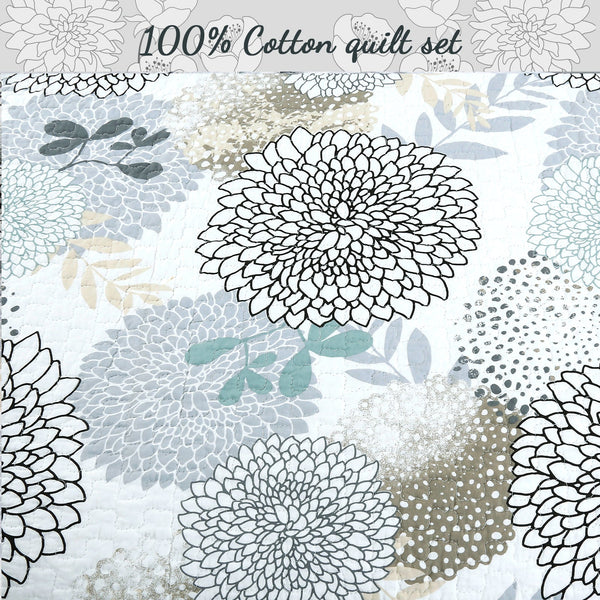 Nina Floral Cotton Reversible Quilt Bedding Set