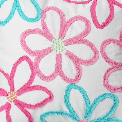 Mariah Pink Floral Dot Ruffle Square Decor Throw Pillow
