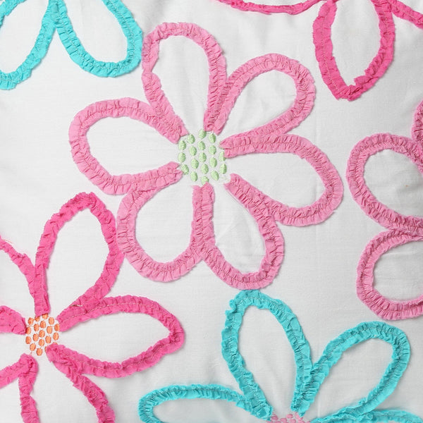 Mariah Pink Floral Dot Ruffle Square Decor Throw Pillow