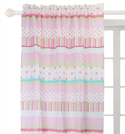 Greta Floral Striped Pink Polka Dot Window Curtain Panel/Drapes