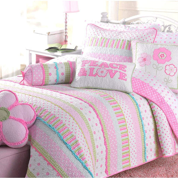 Greta Floral Stripe Pink Embroidered Square Decor Throw Pillow