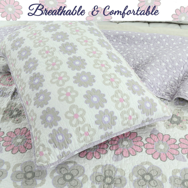 Lola Floral Cotton Reversible Quilt Bedding Set