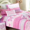 Butterfly Fairisle Pink Purple Striped Sweater Print Cotton Reversible Quilt Bedding Set