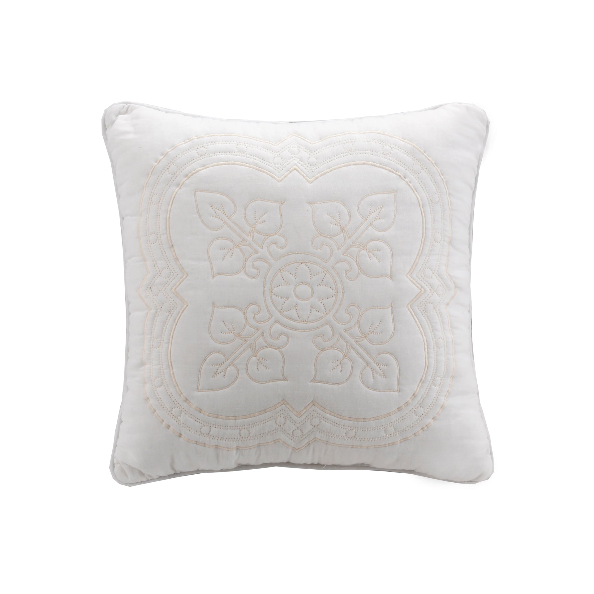 Serenity White Victorian Scalloped Medallion Floral Pure Solid 6-Piece Daybed Quilt Bedding Set