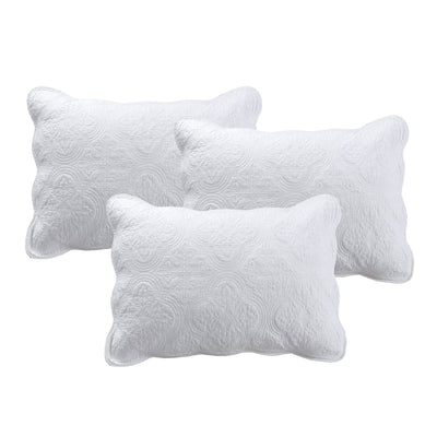 Serenity White Victorian Scalloped Medallion Floral Pure Solid 6-Piece Daybed Quilt Bedding Set