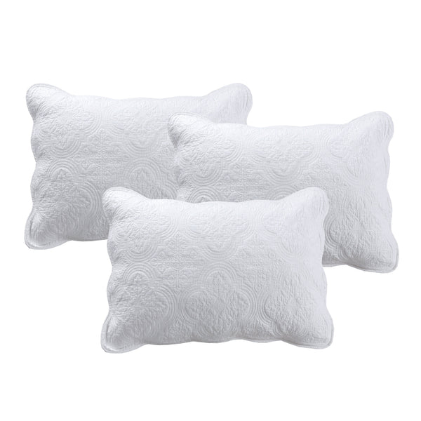 Serenity White Victorian Scalloped Medallion Floral Pure Solid 6-Piece Daybed Quilt Bedding Set