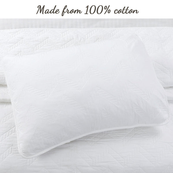 Chevron Zig Zag White Solid Cotton Reversible Quilt Bedding Set