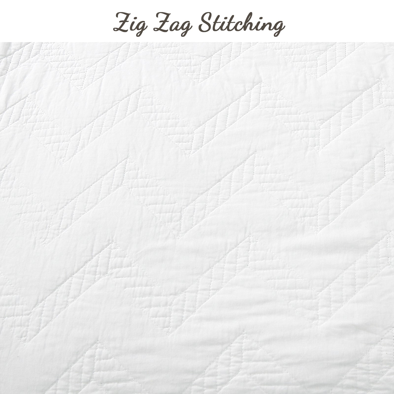 Chevron Zig Zag White Solid Cotton Reversible Quilt Bedding Set