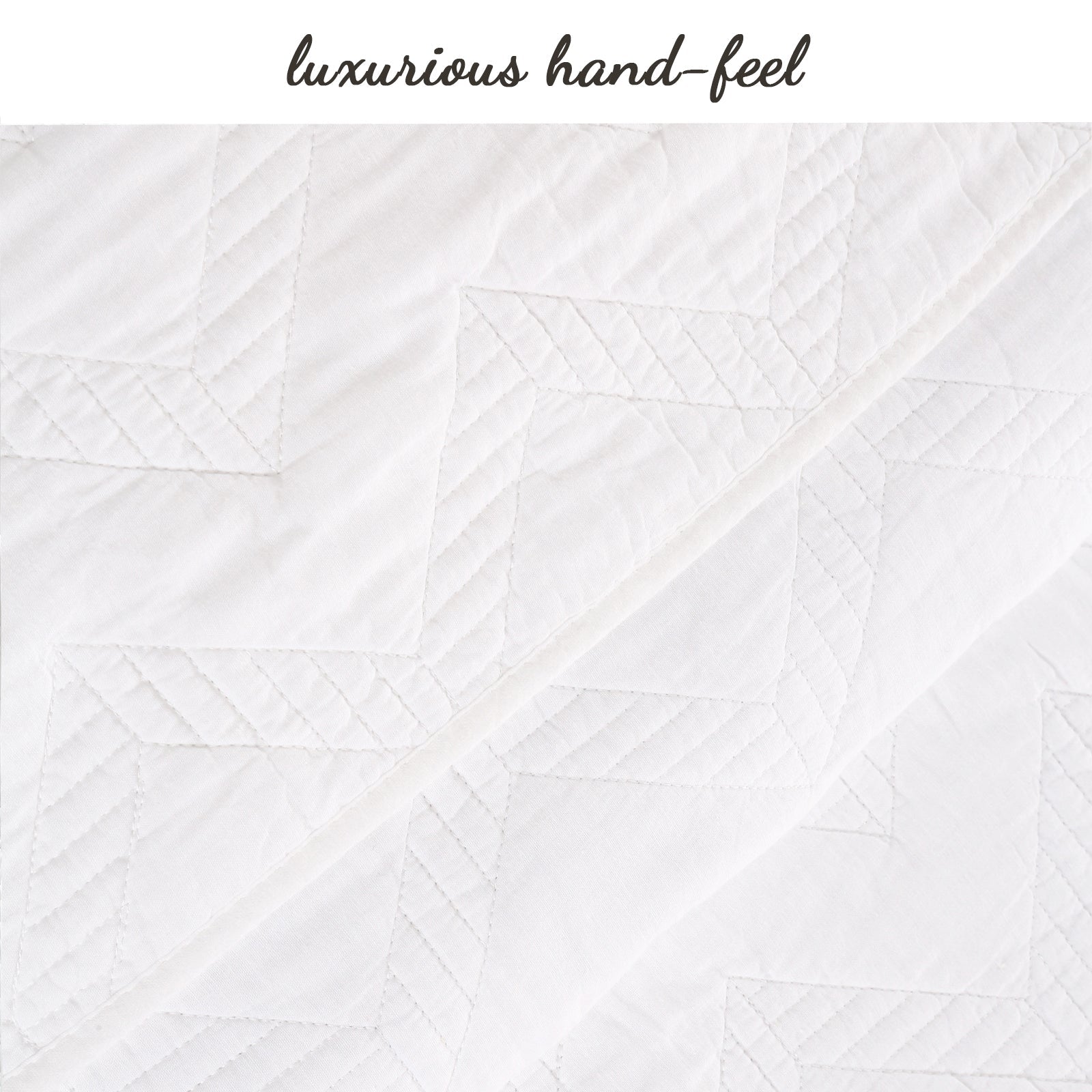 Chevron Zig Zag White Solid Cotton Reversible Quilt Bedding Set
