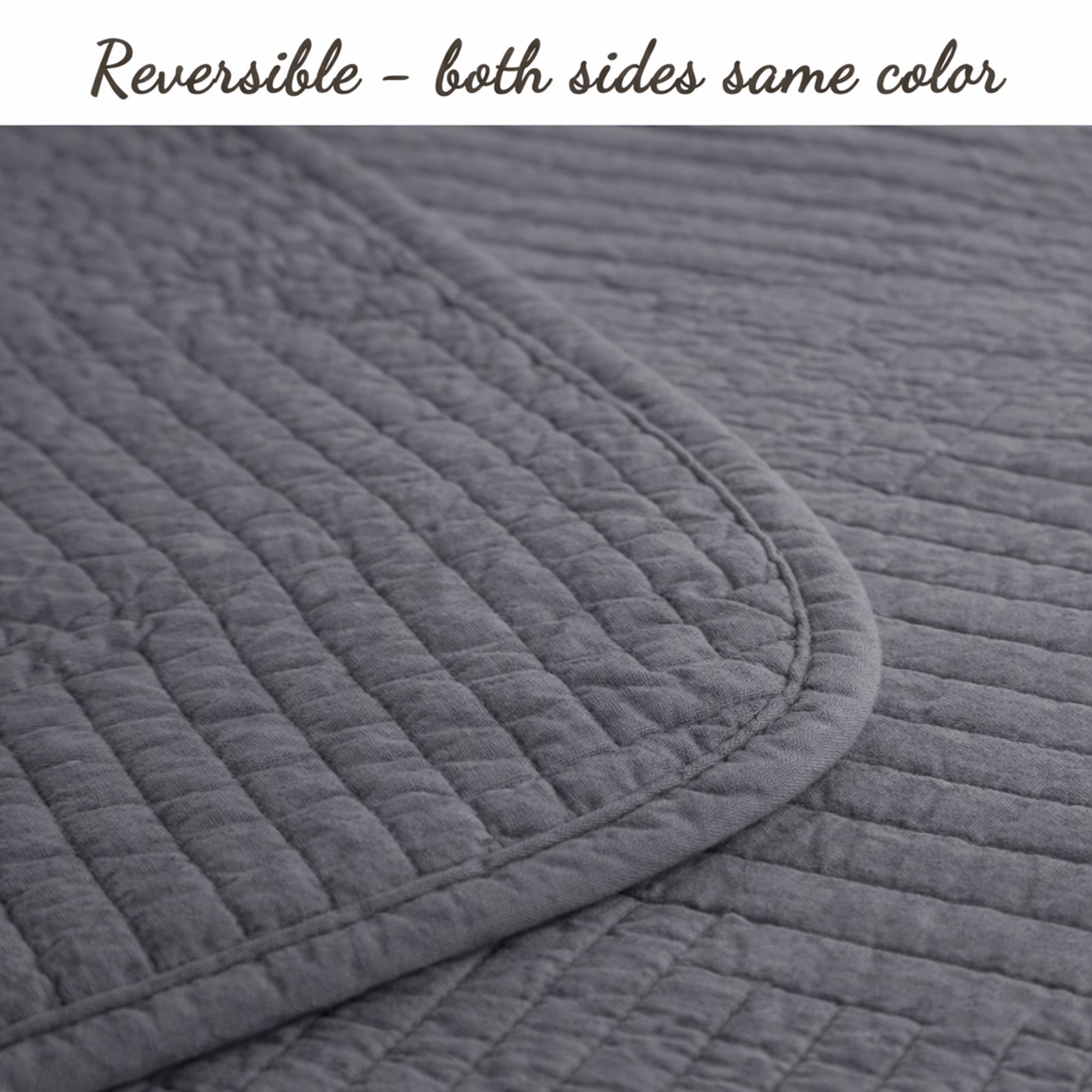 Maze Gray Solid 3 Piece Cotton Quilt Bedding Set