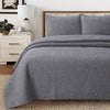 Solid Gray Chic Brocade Matelassé Medallion Floral 3 Piece Cotton Reversible Quilt Bedding Set