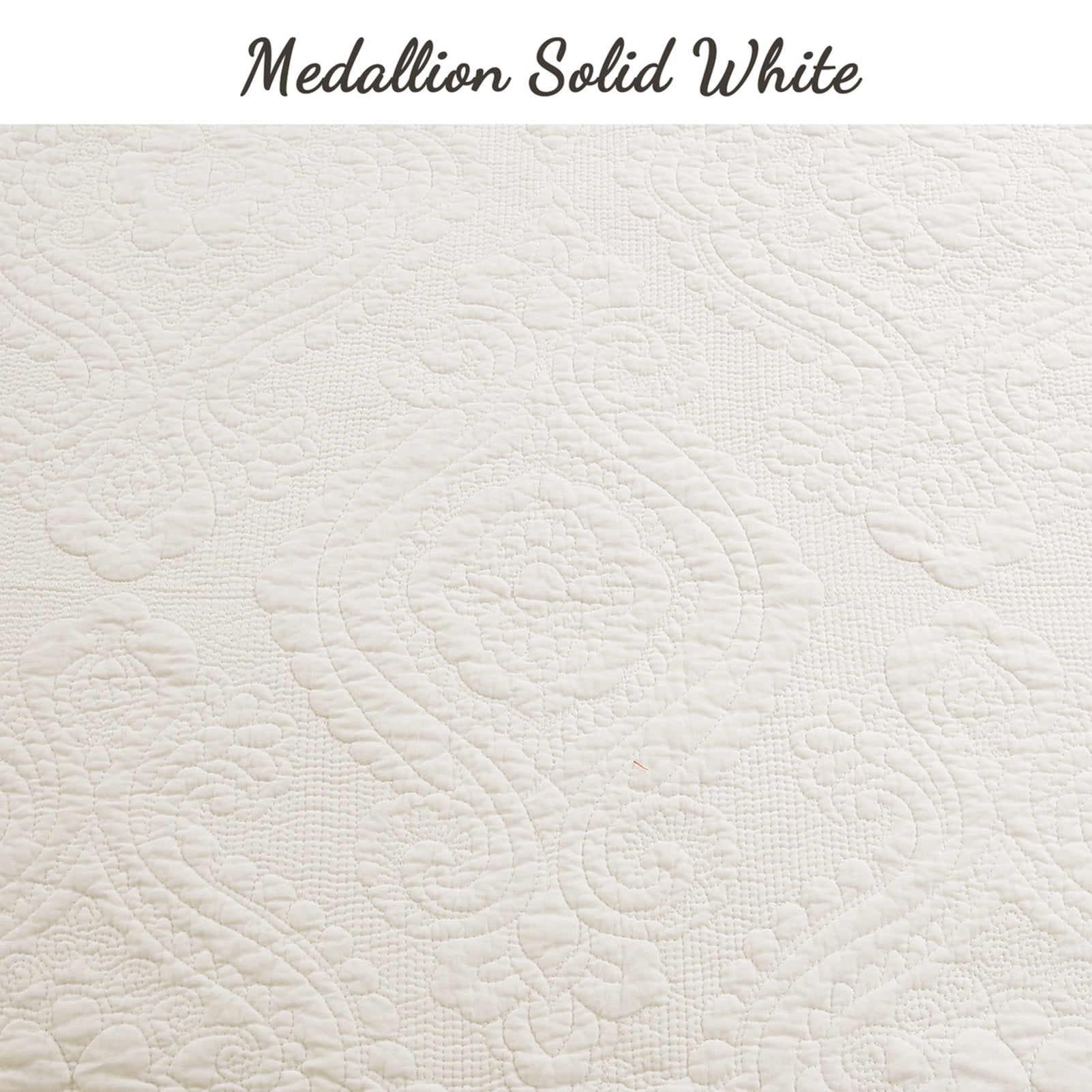 Solid Ivory Chic Brocade Matelassé Medallion Floral Cotton Reversible Quilt Bedding Set (Copy)