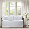Solid White Chic Brocade Matelassé Medallion Floral 6-Piece Daybed Quilt Bedding Set