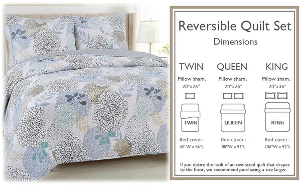 Nina Floral Cotton Reversible Quilt Bedding Set