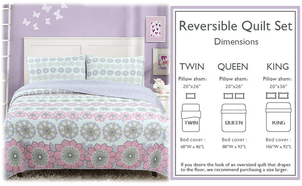 Lola Floral Cotton Reversible Quilt Bedding Set