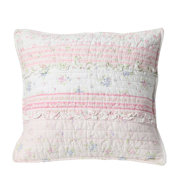 Romantic Chic Lace Ruffle Pink Real Patchwork Cotton Reversible Quilt Bedding Set