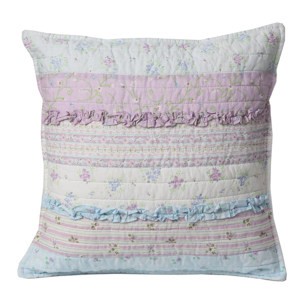 Romantic Chic Lace Ruffle Lavender Purple Real Patchwork Cotton Reversible Quilt Bedding Set