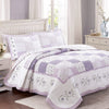Love of Lilac Lavender Floral Real Patchwork Purple Scalloped Cotton 3-Piece Reversible Quilt Bedding Set