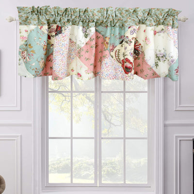 Grace Celadon Floral Country Cottage Garden Patchwork Window Valance