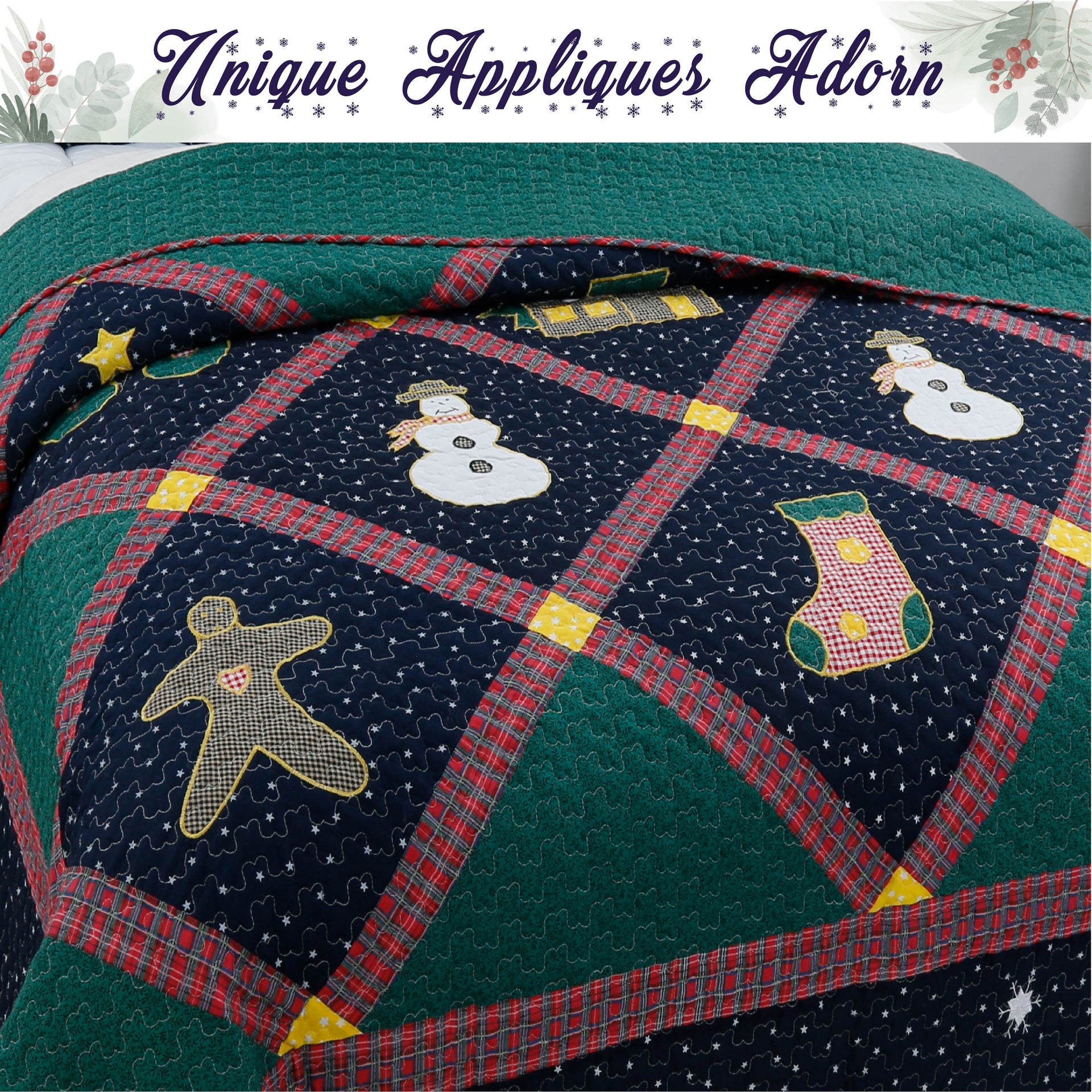 Christmas Cabin Night Reversible Quilt Bedding Set