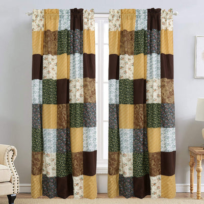 Huitt Country Farmhouse Vintage Floral Patchwork Window Curtain Panel/Drapes