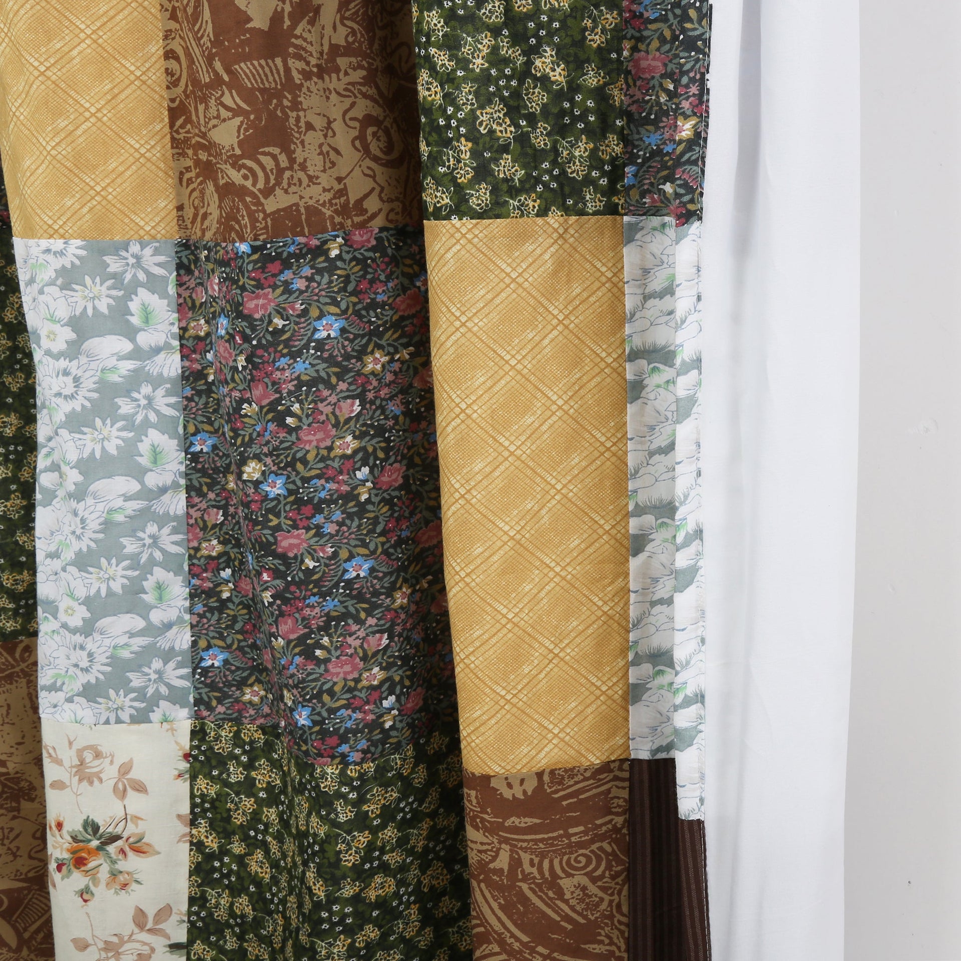 Huitt Country Farmhouse Vintage Floral Patchwork Window Curtain Panel/Drapes