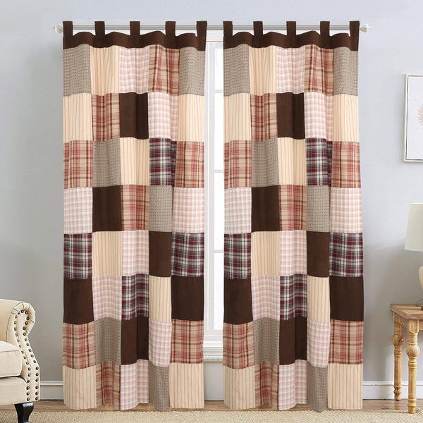 Jakob Plaid Brody Brown Real Patchwork Cotton Reversible Quilt Bedding Set