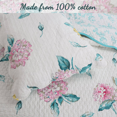 Lowe Floral Scalloped 3-Piece Cotton Reversible Quilt Bedding Set